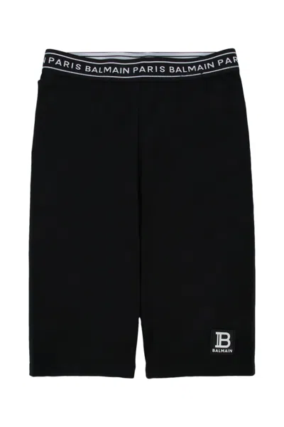 Balmain Kids Mini Bermuda Shorts In Stretch Elastane In Black