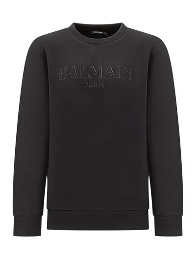 Balmain Kids Mini Logo Embroidered Sweatshirt In Black