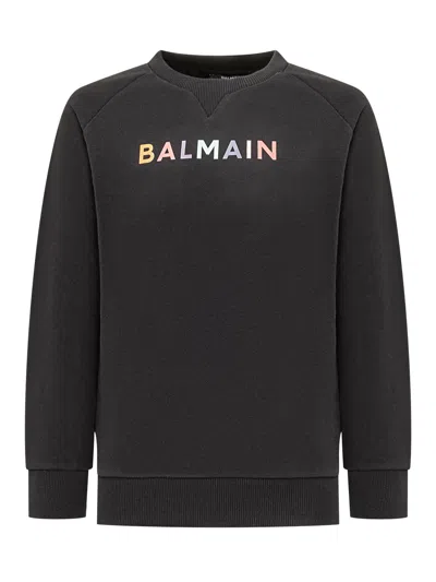 Balmain Kids Mini Logo Sweatshirt In Black/colorful