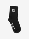 Balmain Kids Monogram Logo Socks In Black