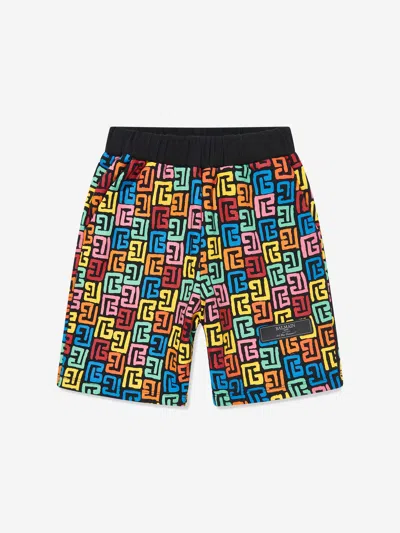 Balmain Kids Monogram Shorts In Multicoloured