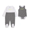 BALMAIN MONOGRAMMED ALL-IN-ONE AND BODYSUIT SET (1-9 MONTHS)