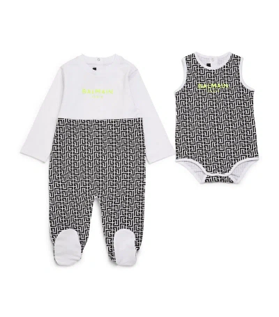 Balmain Kids Monogrammed All-in-one And Bodysuit Set (1-9 Months) In Black