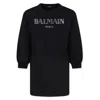 Balmain Kids Paris Logo Long-sleeved Dress In Black