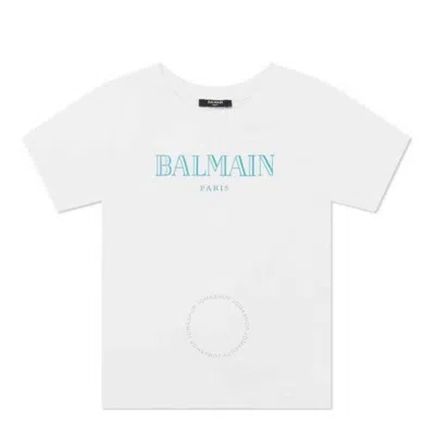 Balmain Kids Paris Logo Print Cotton T-shirt In Multi