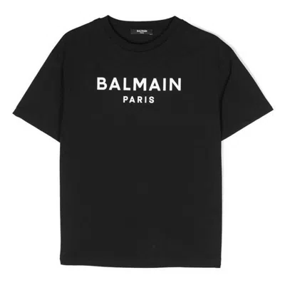 Balmain Kids Paris Logo Print T-shirt In Black