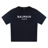 Balmain Kids Paris Logo Print T-shirt In Blue