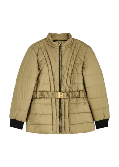 Balmain Kids Quilted Belted Metallic Shell Jacket (12-14 Years) In Gold Other