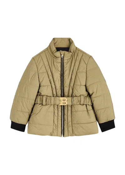 Balmain Kids Quilted Belted Metallic Shell Jacket (6-10 Years) In Gold Other