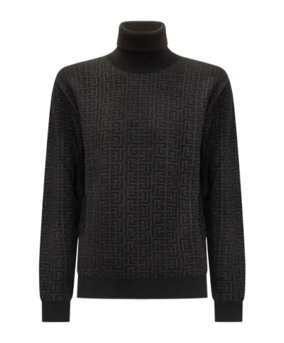 Balmain Kids Roll-neck Knitted Jumper In Black