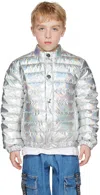 Balmain Metallic Zip-up Padded Jacket In 998 Grey Grdnt