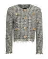 Balmain Kids Single-breasted Tweed Jacket In Gray