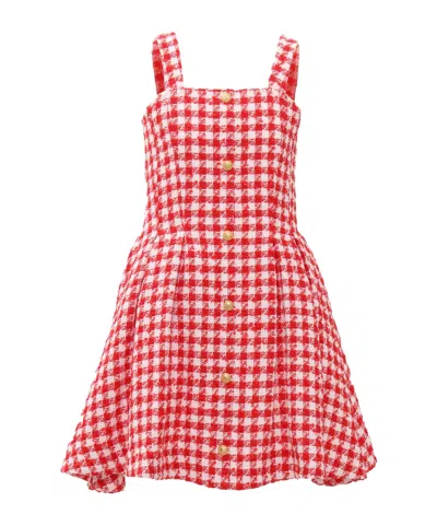Balmain Kids Sleeveless Tweed Dress In Red