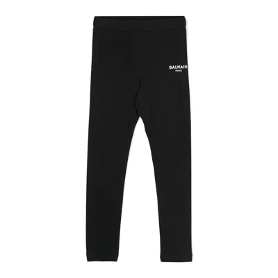 Balmain Kids Stretch-jersey Skinny Pants In Black
