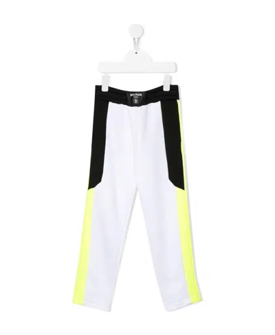 Balmain Kids Stripe Detailed Trousers In White