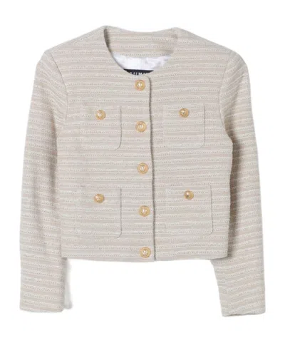 BALMAIN BALMAIN KIDS STRIPED CREWNECK KNITTED BLAZER