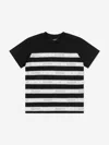 Balmain Kids Striped Logo T-shirt In Black