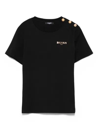 BALMAIN BALMAIN KIDS T-SHIRT WITH BUTTONS AND LOGO PRINT