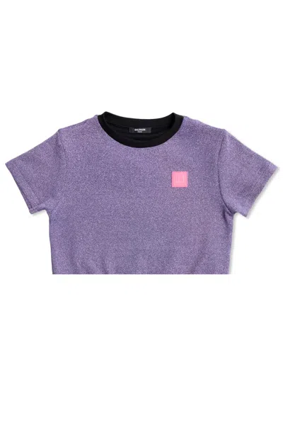Balmain Kids T-shirt With Logo In Purple