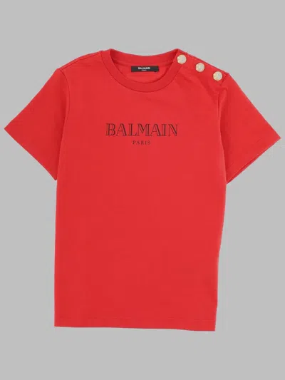 Balmain Kids Unisex Graphic T-shirt In Red