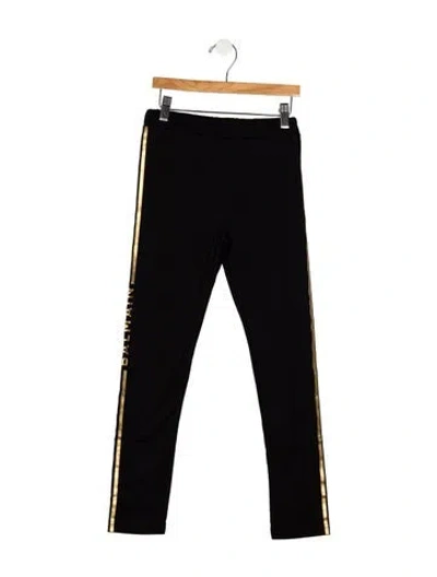 Pre-owned Balmain Kids Unisex Logo Print Leggings In Black/gold