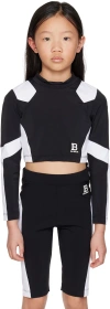 Balmain Kids White & Black Patch Long Sleeve T-shirt In 930bc Blk/wht