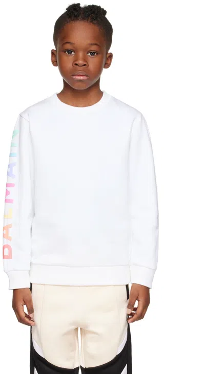 Balmain Kids White Bonded Sweatshirt In 100 White