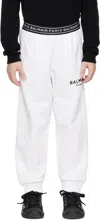 Balmain Ribbed Cuff Track Pants In 100 White