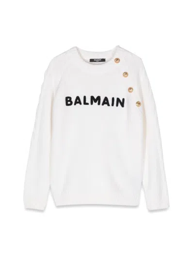 Balmain Kids' Wool And Cashmere Blend Shirt In Multicolour