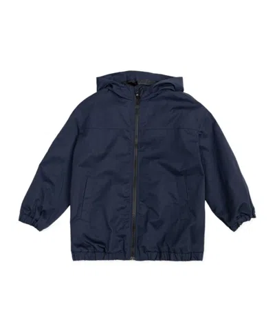 Balmain Kids Zip-up Hooded Rainwear In Blue