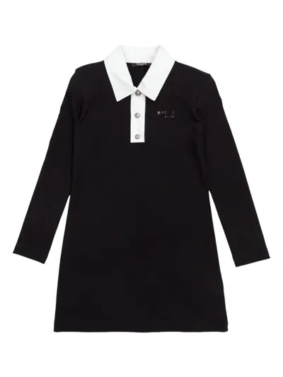 Balmain Kids' Logo-print Shirt Dress In Black