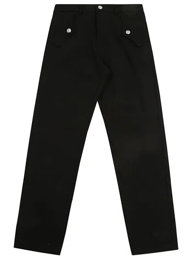 Balmain Kids Pantaloni Dritti Con Bottoni Logati In Black