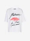 Balmain Graphic Kiss Print T-shirt With Relaxed Fit In White