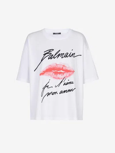 BALMAIN BALMAIN KISS COTTON T-SHIRT