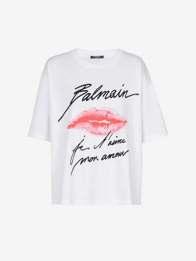 BALMAIN BALMAIN KISS COTTON T-SHIRT