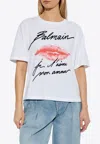 Balmain Graphic Kiss Print T-shirt With Relaxed Fit In White