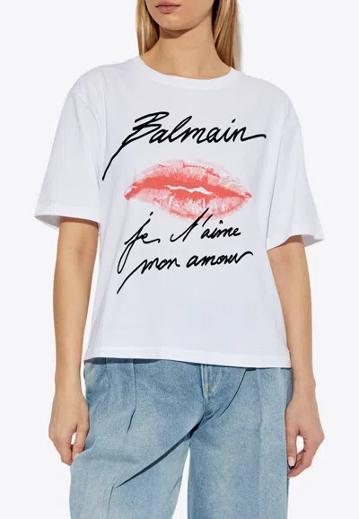BALMAIN KISS-PRINT CREWNECK T-SHIRT