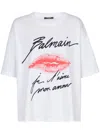 Balmain Graphic Kiss Print T-shirt With Relaxed Fit In White