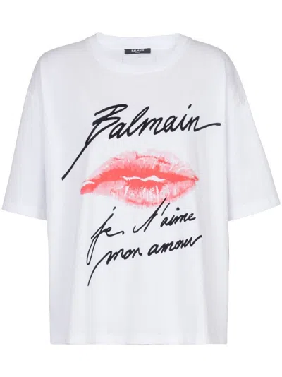 Balmain Kiss Print T-shirt In White