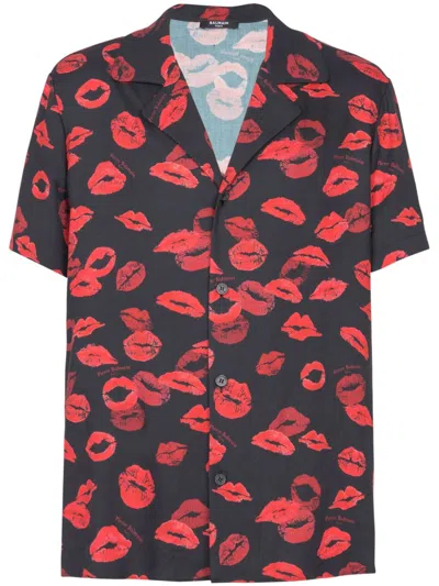Balmain Kiss-print Shirt In Black