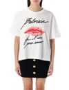Balmain Graphic Kiss Print T-shirt With Relaxed Fit In White