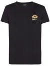 Balmain Black Crewneck T-shirt With Logo Detail On The Front In Black