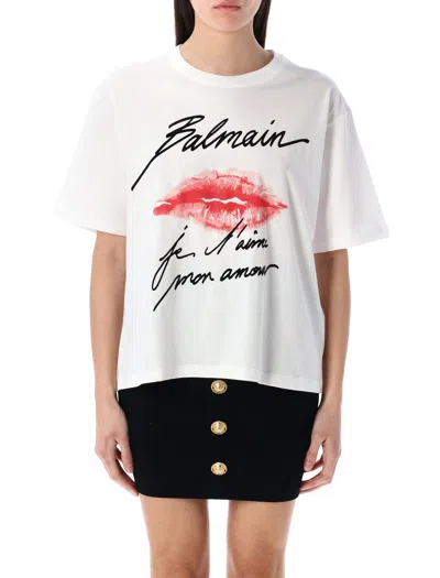 Balmain Kiss Print T-shirt In White