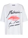 Balmain Graphic Kiss Print T-shirt With Relaxed Fit In White