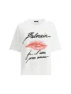 Balmain Graphic Kiss Print T-shirt With Relaxed Fit In White