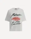 Balmain Graphic Kiss Print T-shirt With Relaxed Fit In White