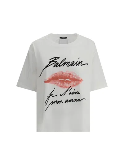 Balmain Kiss Print T-shirt In White