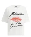Balmain Graphic Kiss Print T-shirt With Relaxed Fit In White