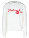 Shop Balmain 'kiss' White Wool Sweater