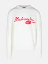 Balmain 'kiss' White Wool Sweater In White